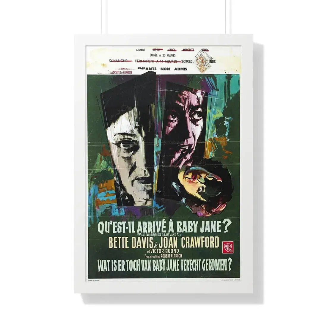 WHAT EVER HAPPENED TO BABY JANE (BELGIAN) 1962 - Framed Movie Poster 20" x 30" White - The Sticker Space