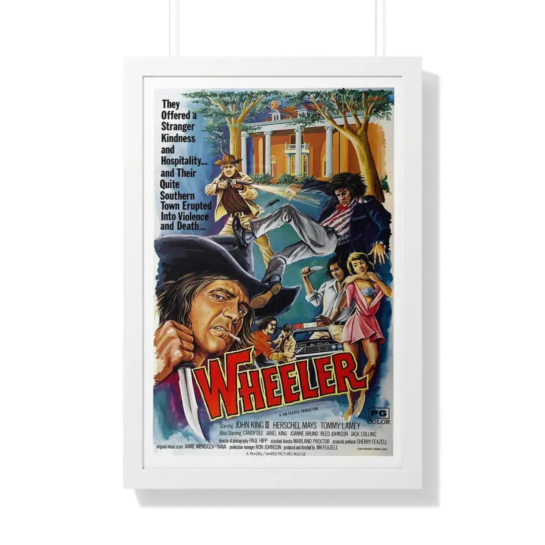 WHEELER 1975 - Framed Movie Poster 20" x 30" White - The Sticker Space
