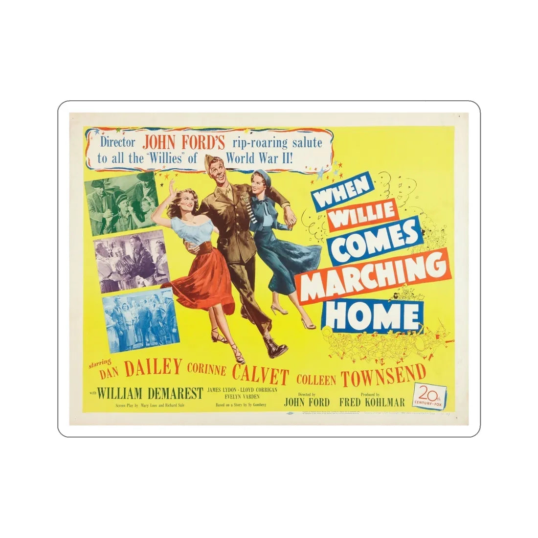 When Willie Comes Marching Home 1950 v2 Movie Poster STICKER Vinyl Die-Cut Decal 5 Inch - The Sticker Space