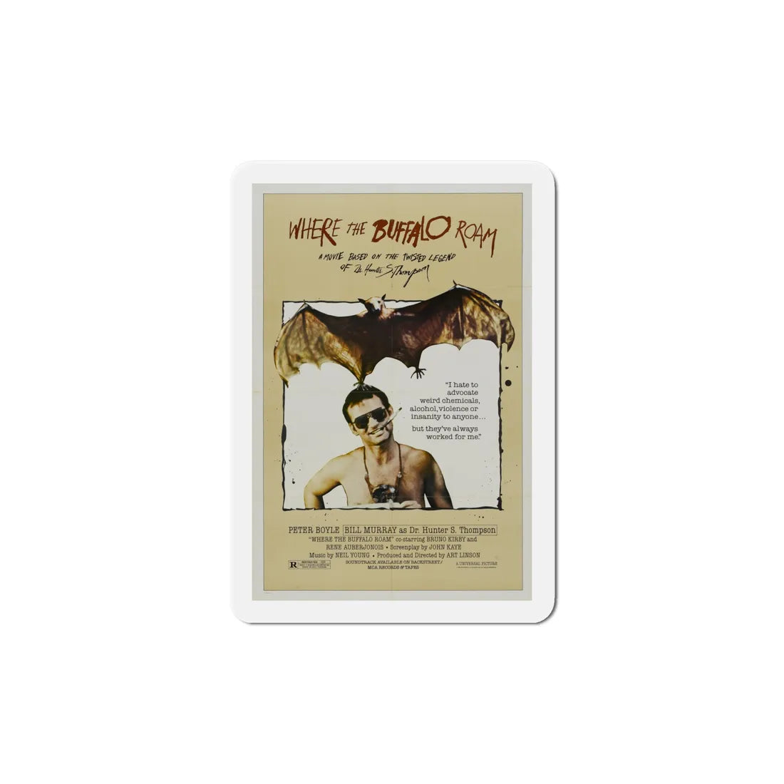 Where the Buffalo Roam 1980 Movie Poster Refrigerator Magnet 6 Inch - The Sticker Space