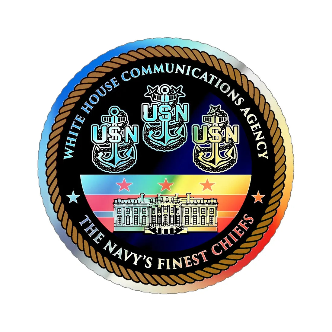 White House Communications (U.S. Navy) Holographic STICKER Die-Cut Vinyl Decal 5 Inch Holographic - The Sticker Space