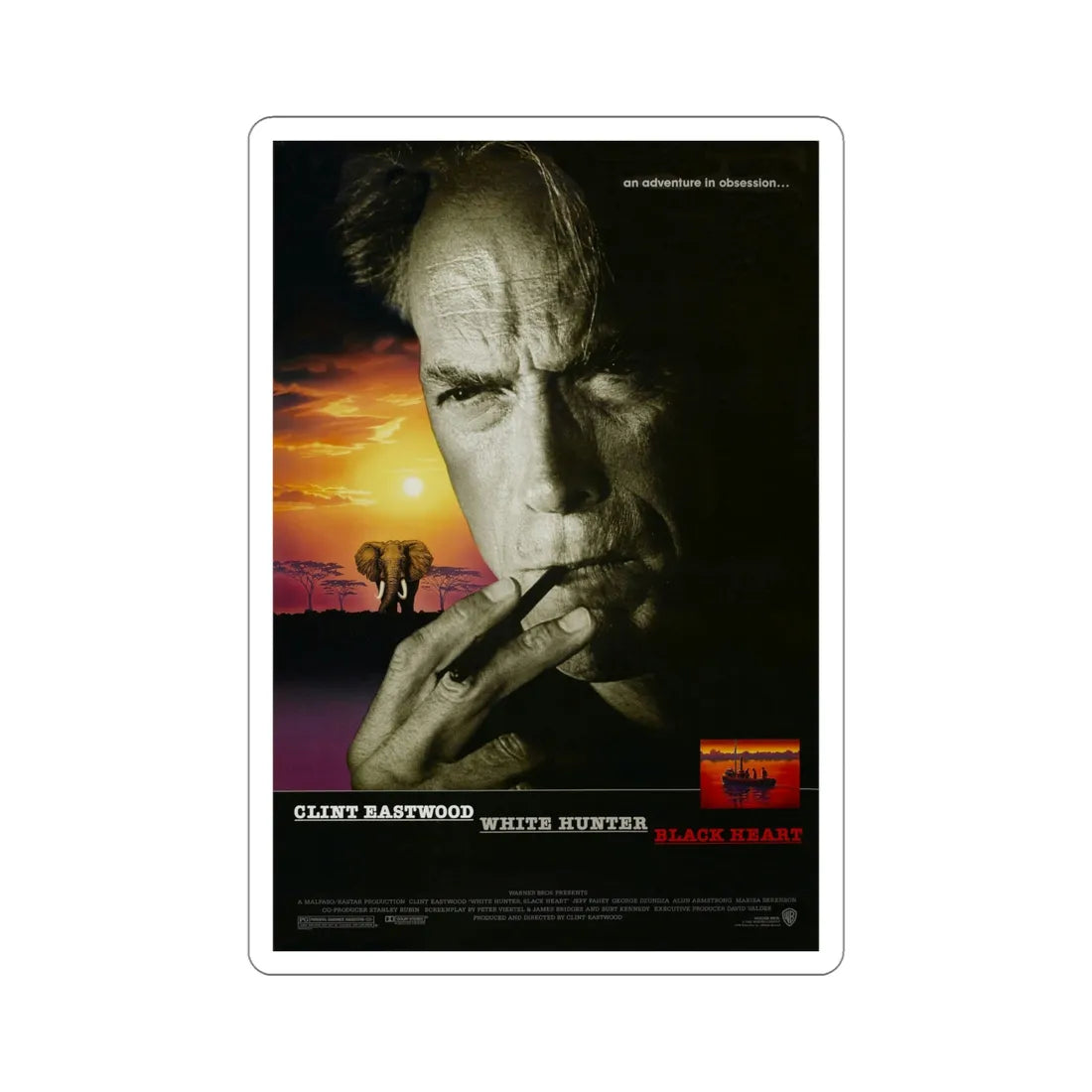White Hunter Black Heart 1990 Movie Poster STICKER Vinyl Die-Cut Decal 5 Inch - The Sticker Space