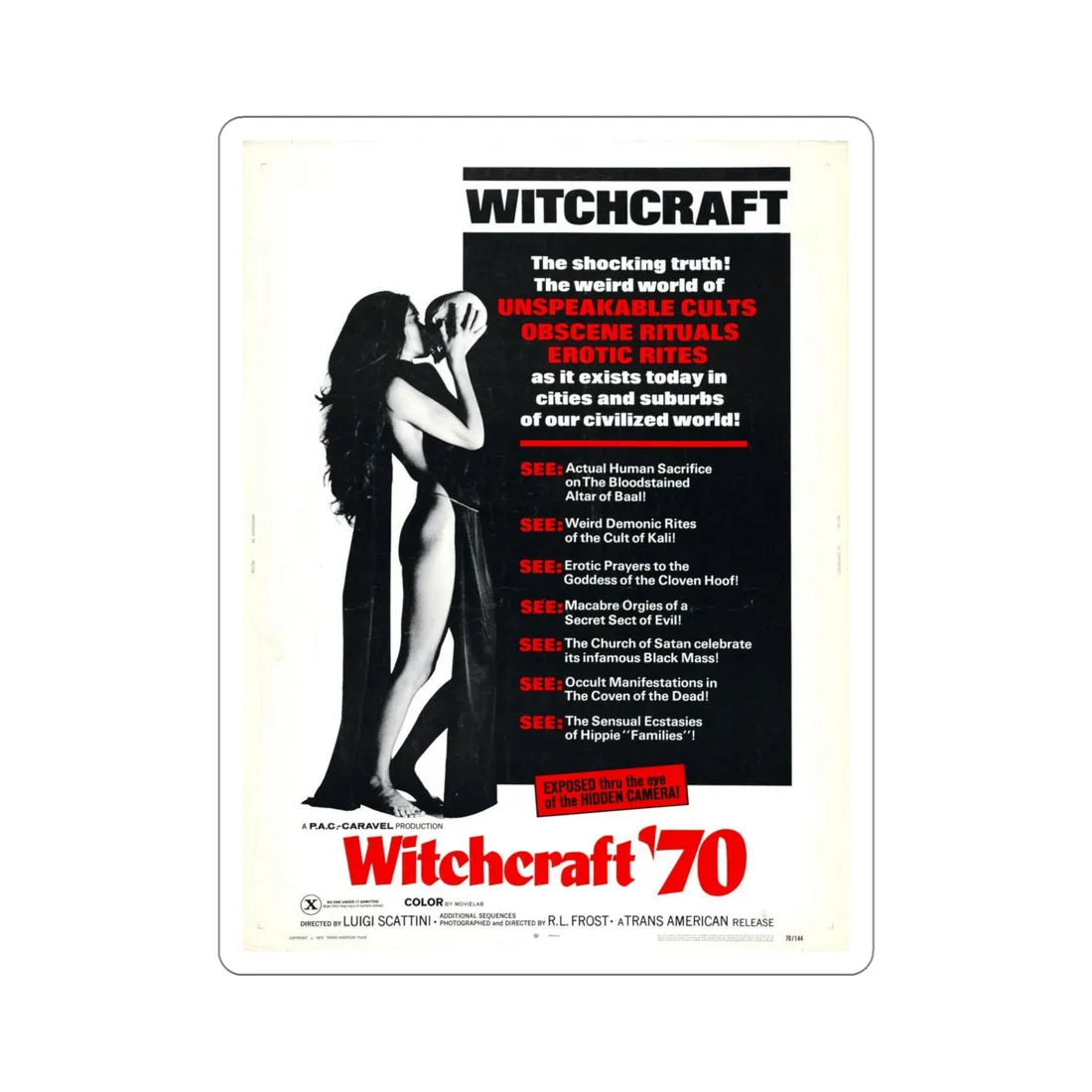 Witchcraft 70 1970 Movie Poster STICKER Vinyl Die-Cut Decal 5 Inch - The Sticker Space