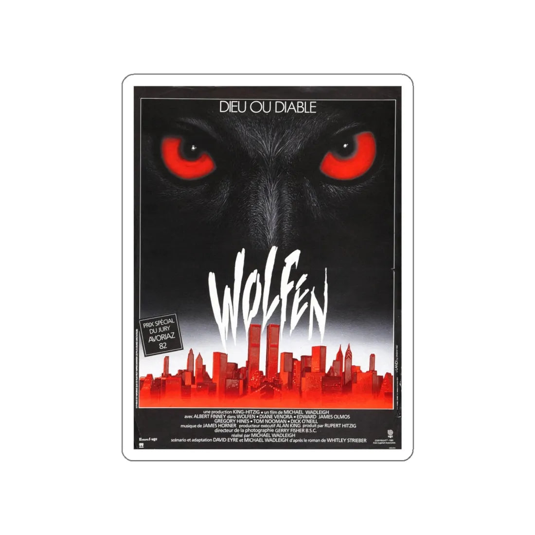 WOLFEN (2) 1981 Movie Poster STICKER Vinyl Die-Cut Decal 5 Inch - The Sticker Space