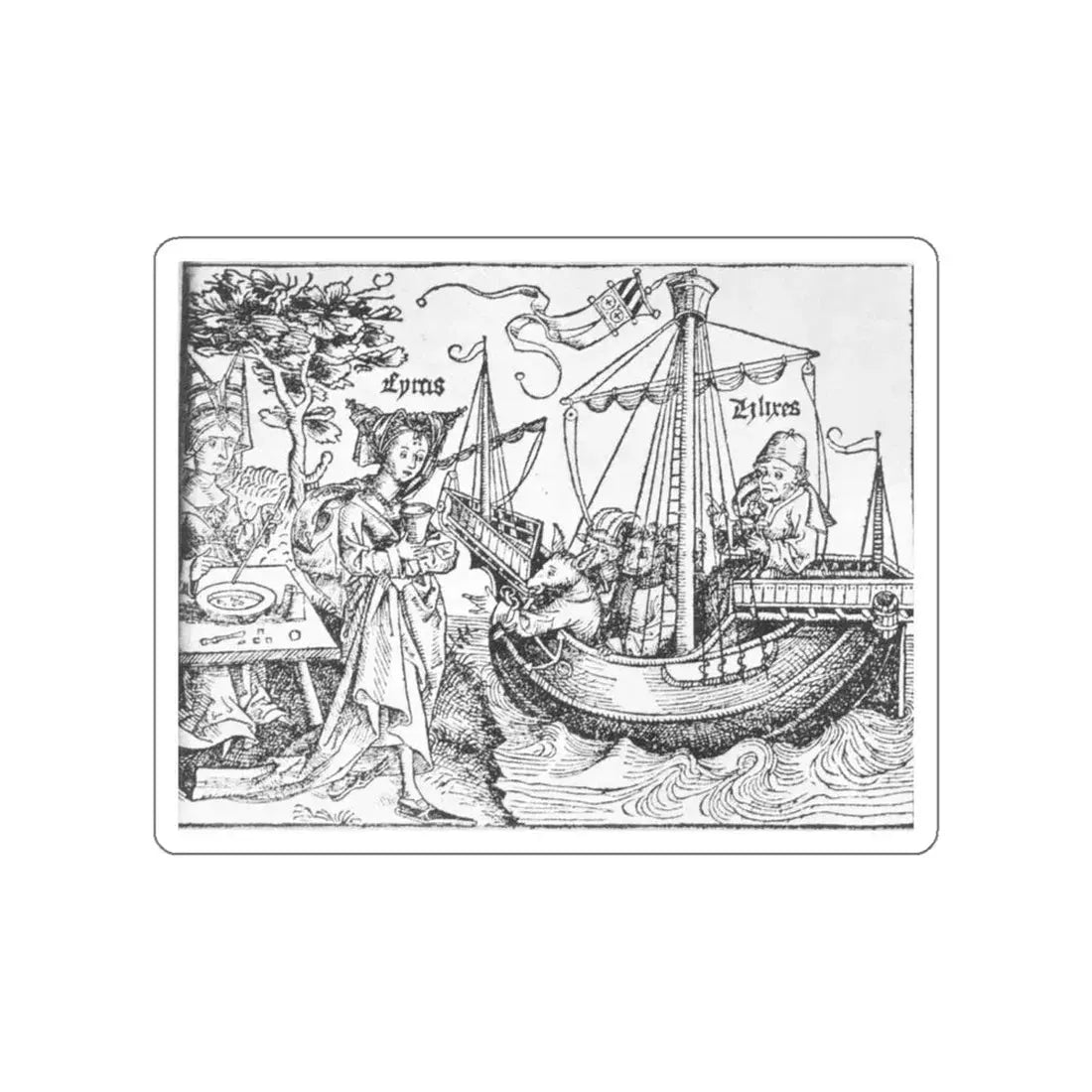 WOLGEMUT, Michael - Circe and Ulysses (Artwork) STICKER Vinyl Die-Cut Decal White Die-Cut 6 Inch - The Sticker Space