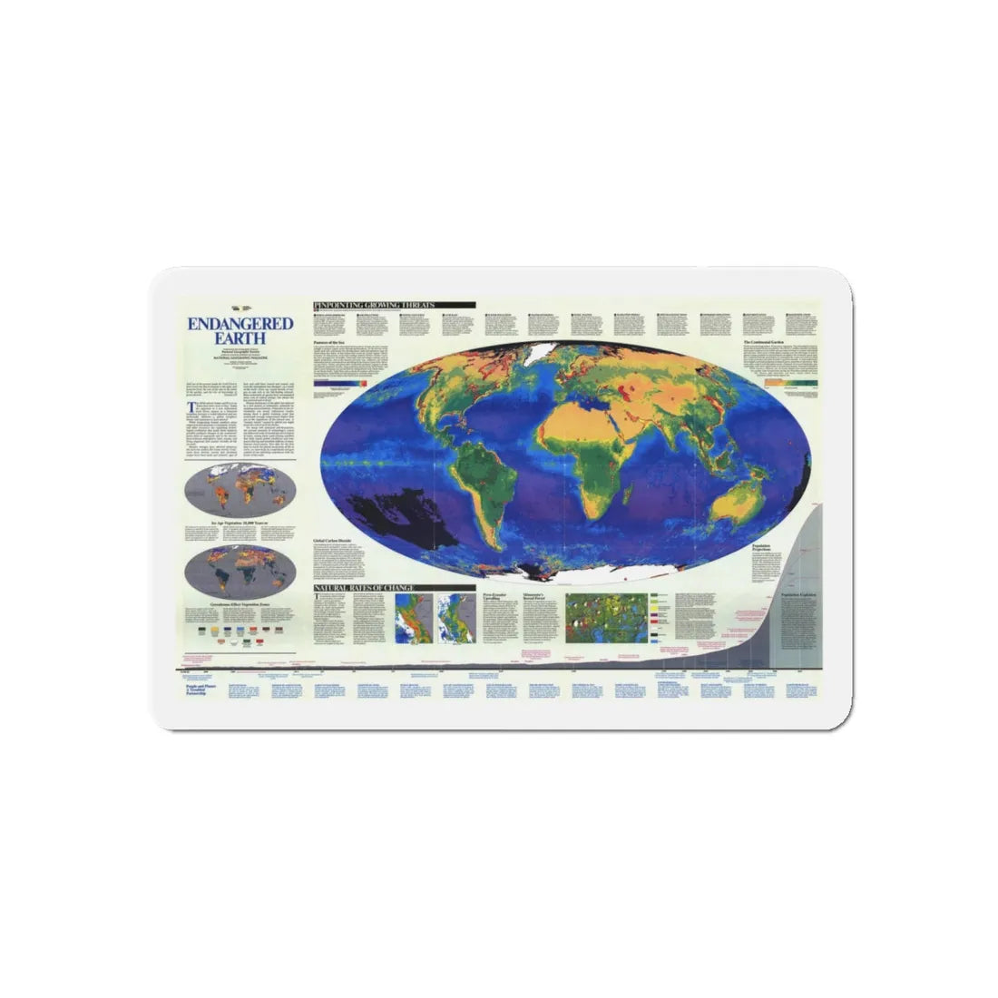 World Map - Endangered Earth (Map) Refrigerator Magnet 5 Inch - The Sticker Space