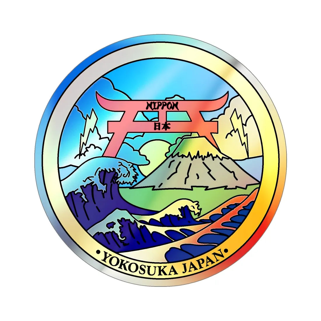 Yokosuka Japan NAVPACMETOFAC (U.S. Navy) Holographic STICKER Die-Cut Vinyl Decal 5 Inch Holographic - The Sticker Space
