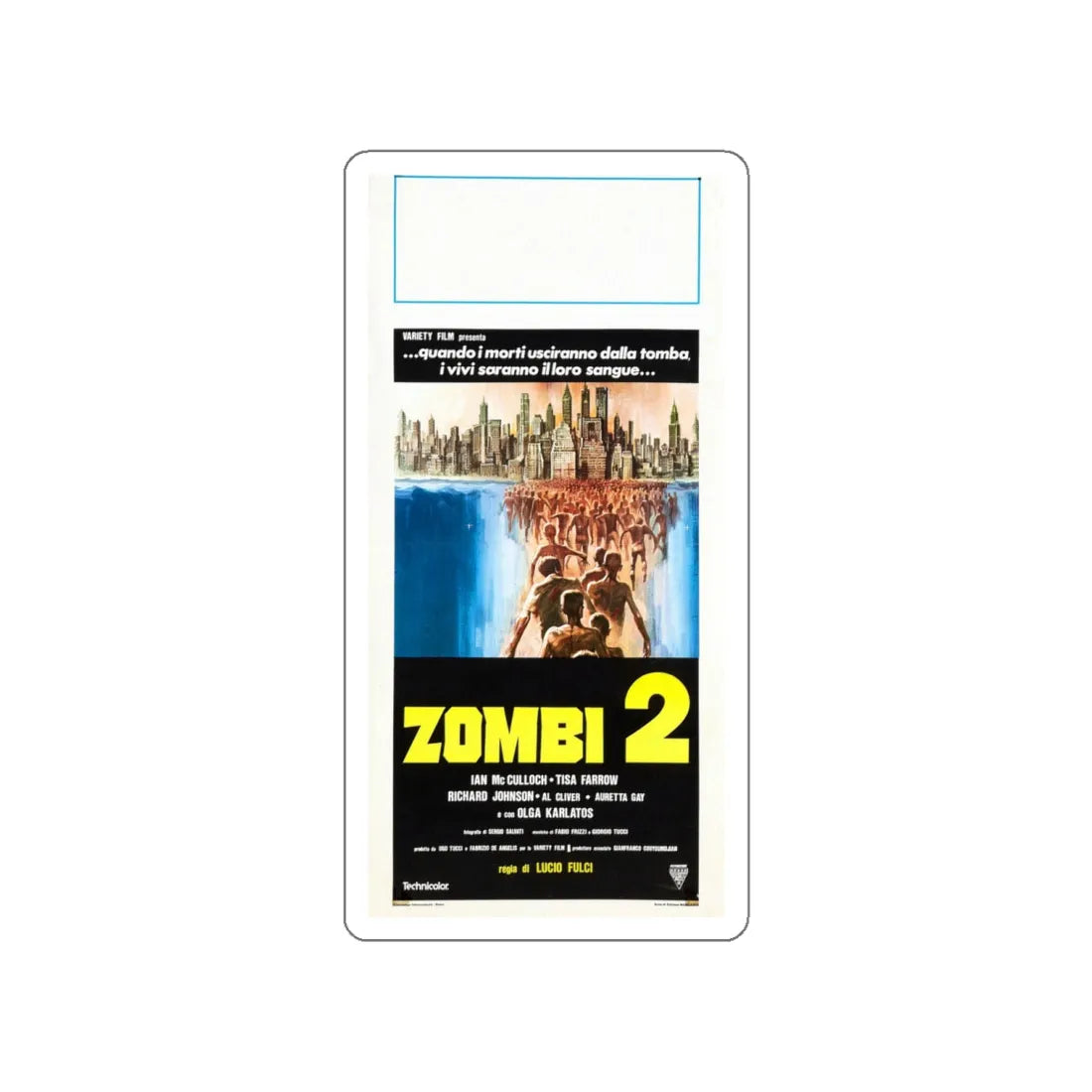 ZOMBI 2 (ITALIAN) 1979 Movie Poster STICKER Vinyl Die-Cut Decal 5 Inch - The Sticker Space
