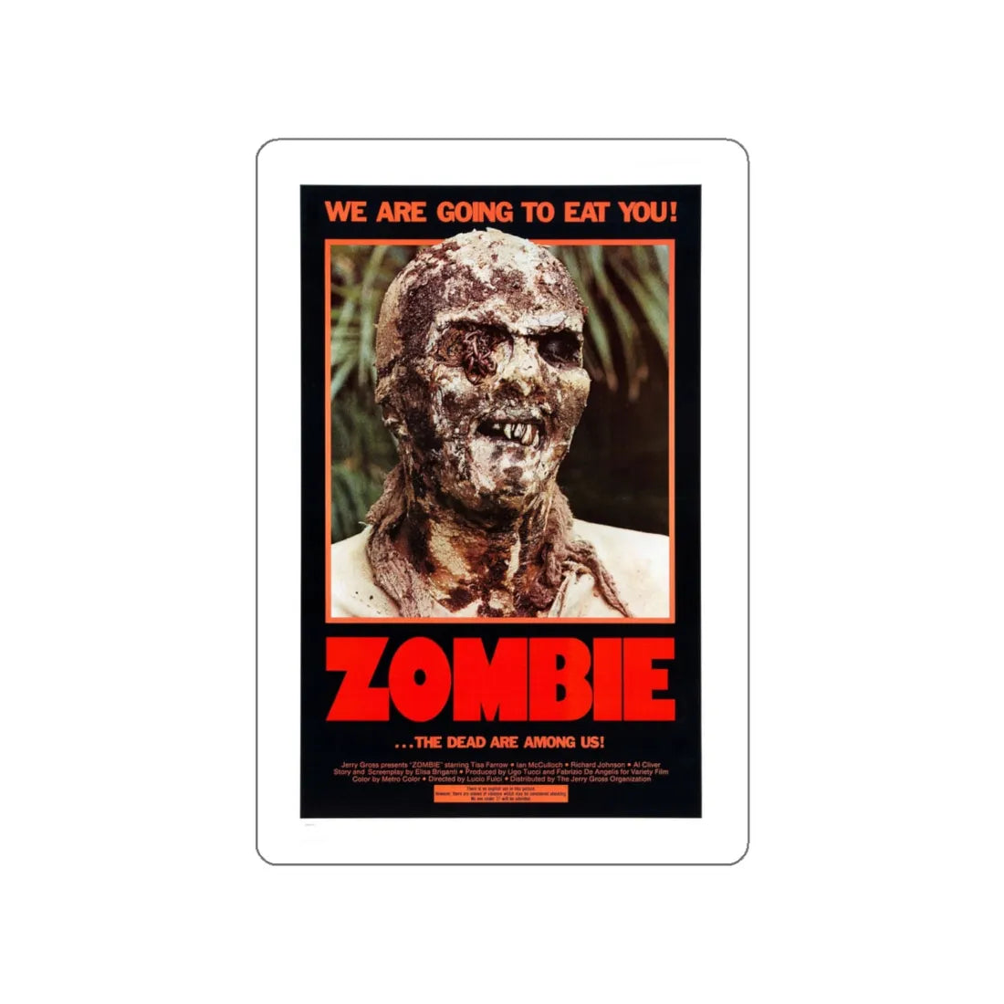 ZOMBIE (ZOMBIE 2, ZOMBIE FLESHEATERS) 1979 Movie Poster STICKER Vinyl Die-Cut Decal 5 Inch - The Sticker Space