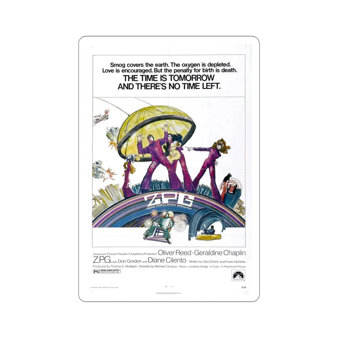 ZPG 1972 Movie Poster STICKER Vinyl Die-Cut Decal 5 Inch - The Sticker Space