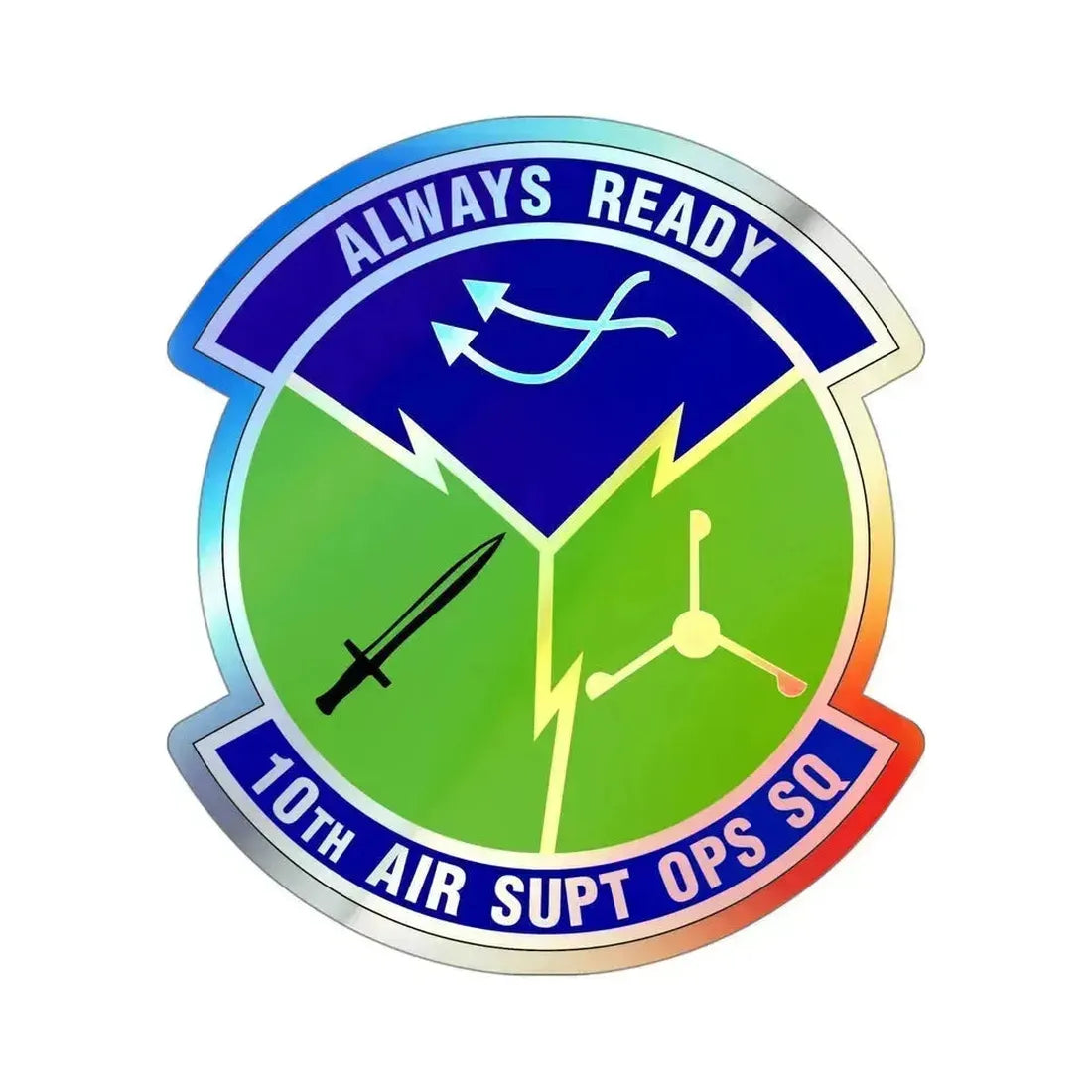 10 Air Support Operations Squadron ACC (U.S. Air Force) Holographic STICKER Die-Cut Vinyl Decal 4 Inch Holographic - The Sticker Space