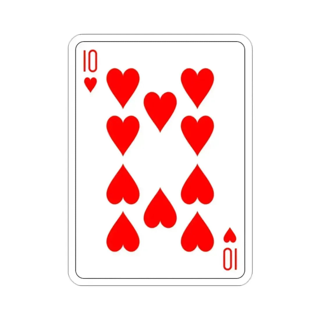 10 of Hearts Playing Card STICKER Vinyl Die-Cut Decal 2 Inch - The Sticker Space
