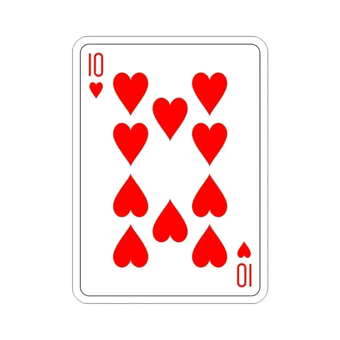 10 of Hearts Playing Card STICKER Vinyl Die-Cut Decal 3 Inch - The Sticker Space