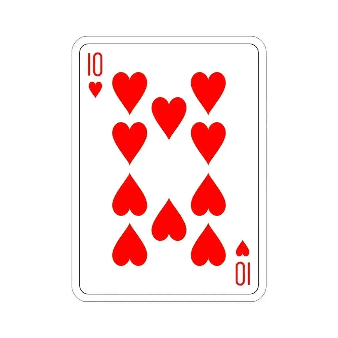 10 of Hearts Playing Card STICKER Vinyl Die-Cut Decal 4 Inch - The Sticker Space