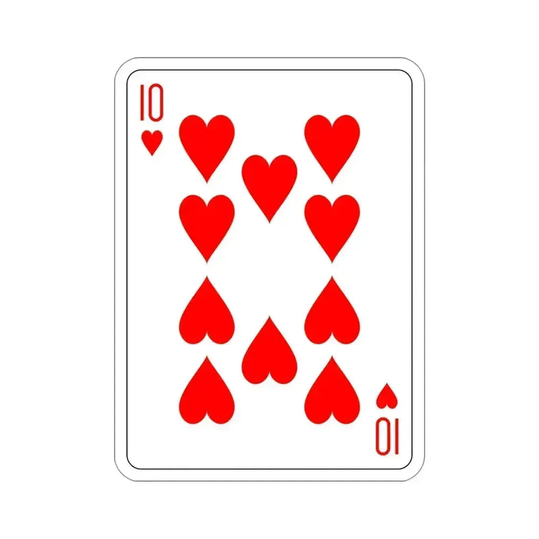 10 of Hearts Playing Card STICKER Vinyl Die-Cut Decal 4 Inch - The Sticker Space