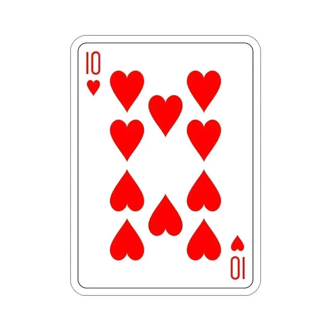 10 of Hearts Playing Card STICKER Vinyl Die-Cut Decal 6 Inch - The Sticker Space