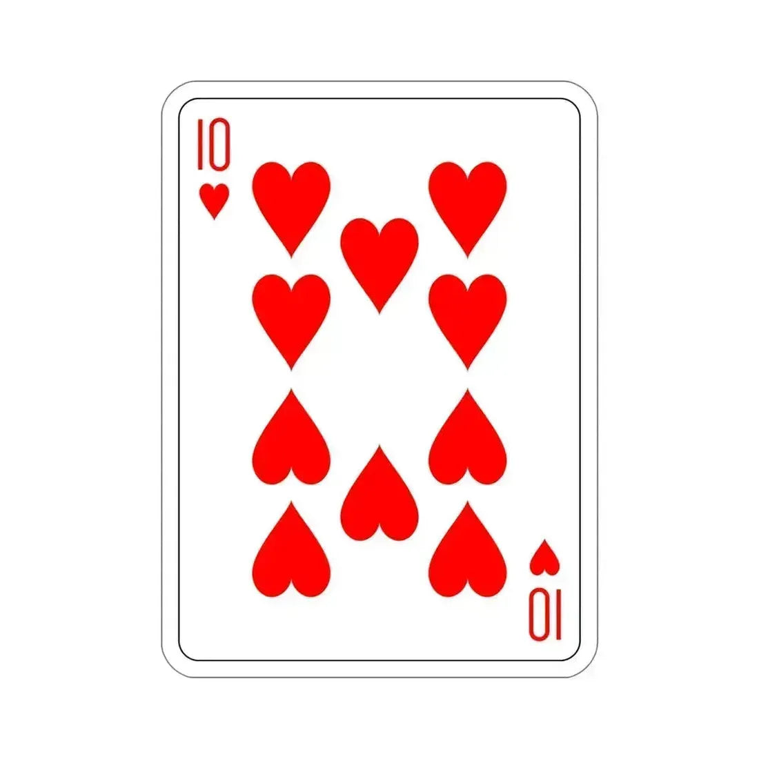 10 of Hearts Playing Card STICKER Vinyl Die-Cut Decal 6 Inch - The Sticker Space