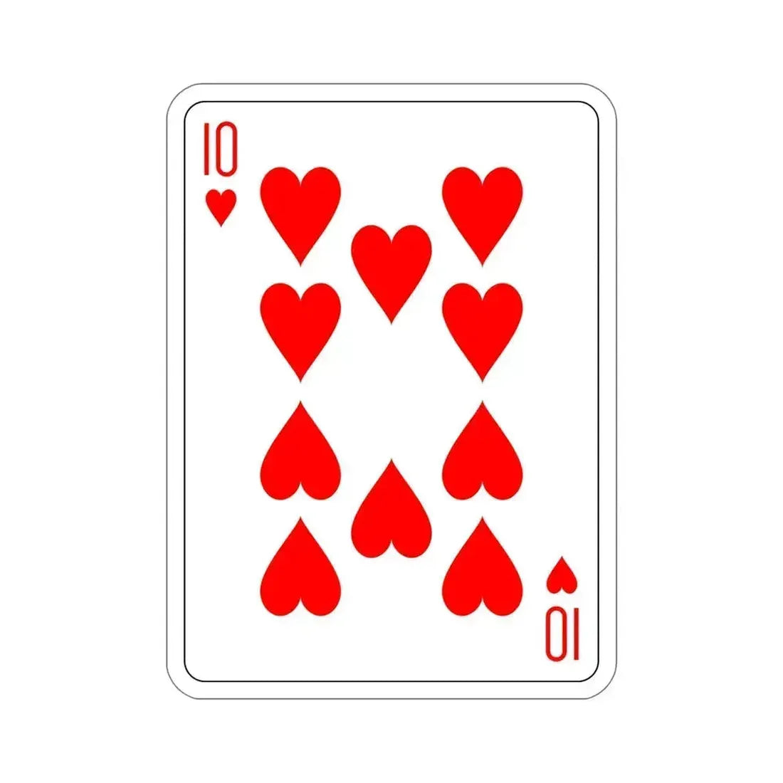 10 of Hearts Playing Card STICKER Vinyl Die-Cut Decal - The Sticker Space