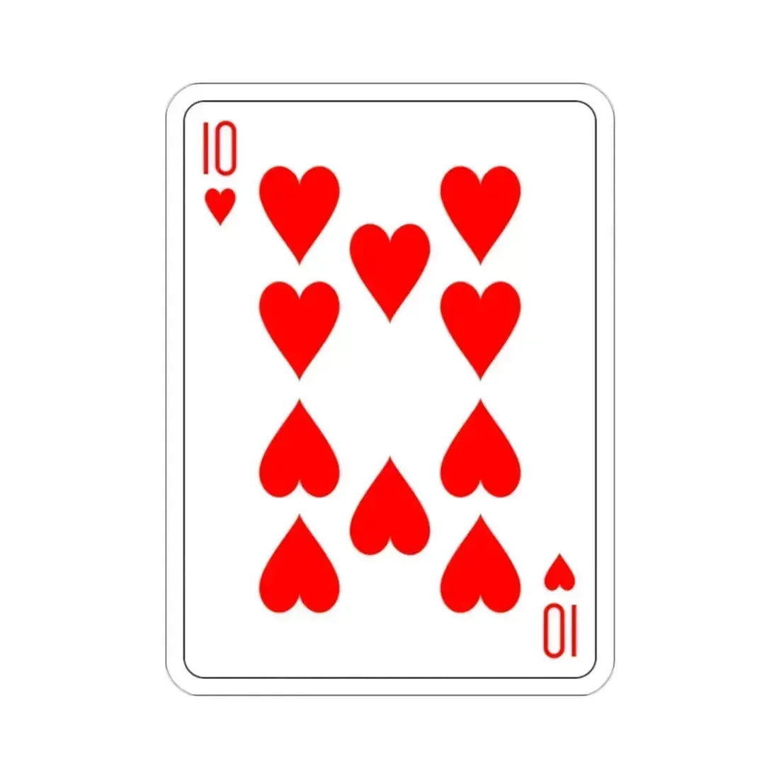 10 of Hearts Playing Card STICKER Vinyl Die-Cut Decal - The Sticker Space