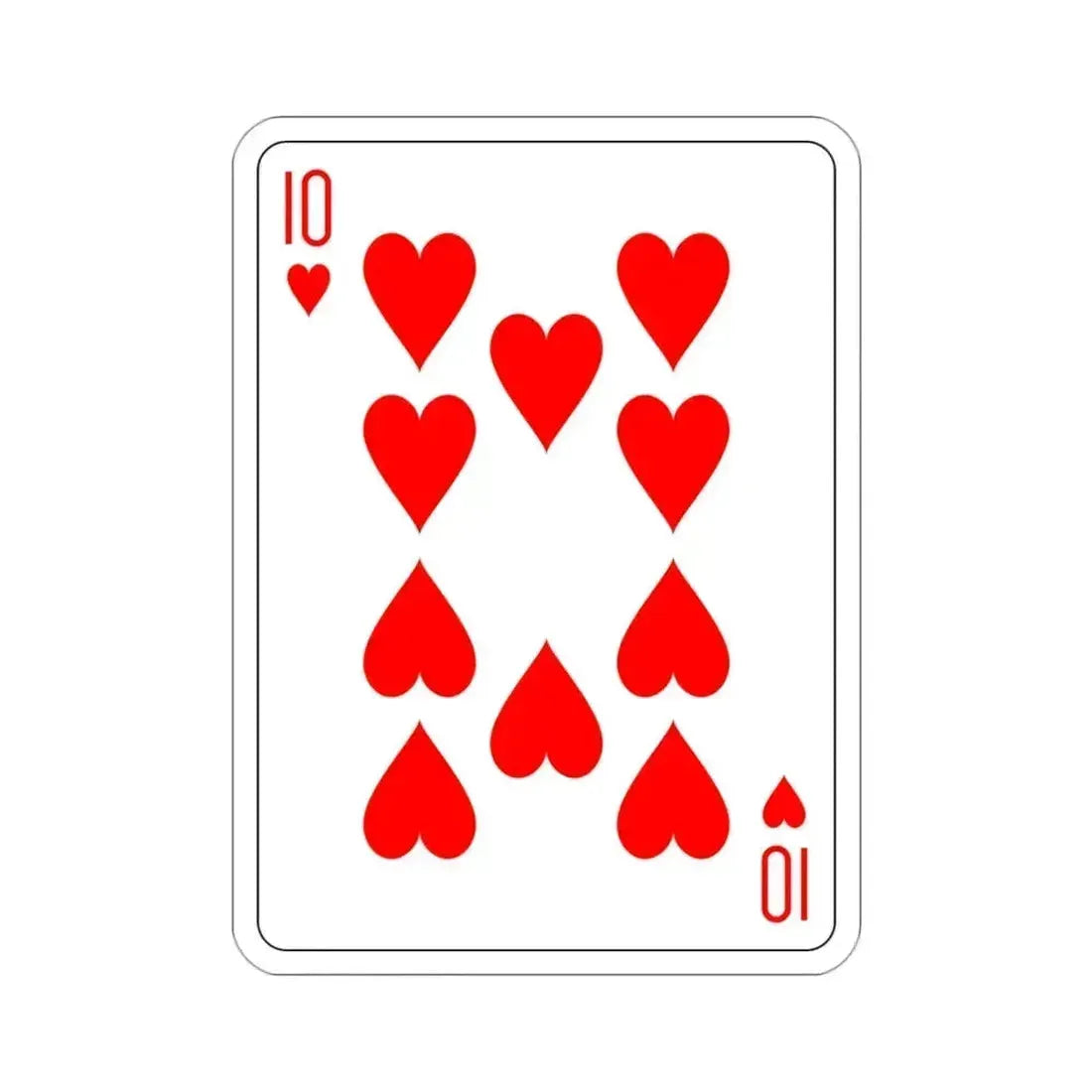 10 of Hearts Playing Card STICKER Vinyl Die-Cut Decal - The Sticker Space