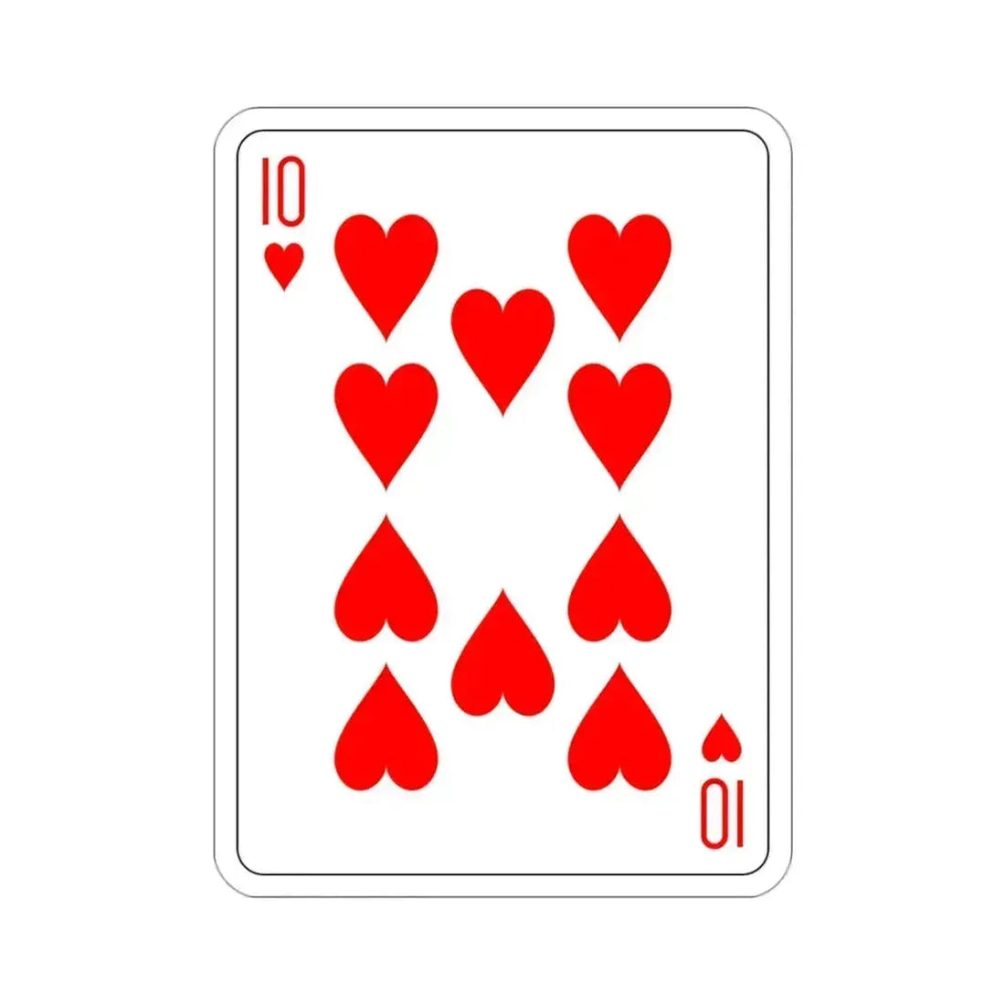 10 of Hearts Playing Card STICKER Vinyl Die-Cut Decal - The Sticker Space