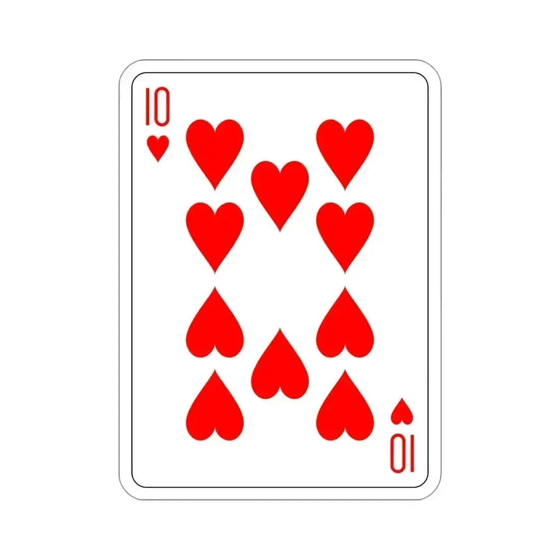 10 of Hearts Playing Card STICKER Vinyl Die-Cut Decal - The Sticker Space