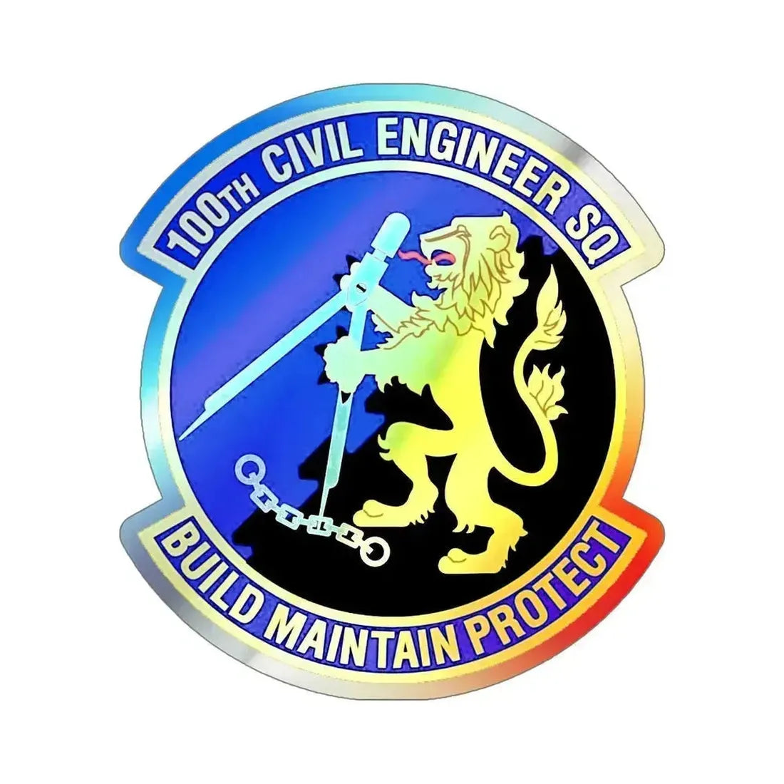 100 Civil Engineer Squadron USAFE (U.S. Air Force) Holographic STICKER Die-Cut Vinyl Decal 6 Inch Holographic - The Sticker Space