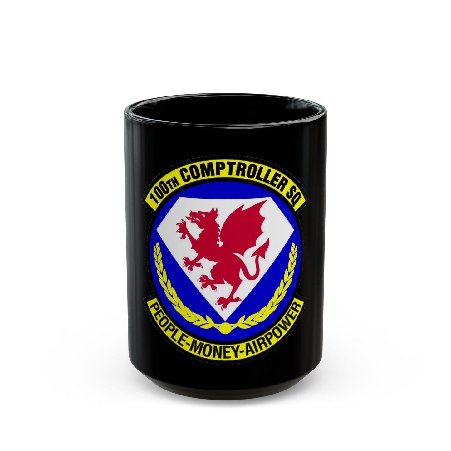 100 Comptroller Squadron USAFE (U.S. Air Force) Black Coffee Mug-15oz-The Sticker Space