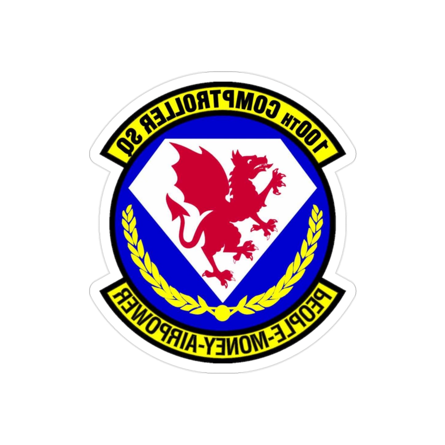 100 Comptroller Squadron USAFE (U.S. Air Force) REVERSE PRINT Transparent STICKER-2" × 2"-The Sticker Space