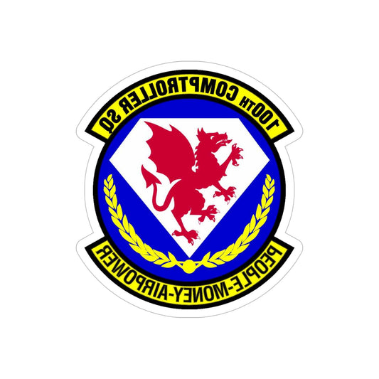 100 Comptroller Squadron USAFE (U.S. Air Force) REVERSE PRINT Transparent STICKER-6" × 6"-The Sticker Space