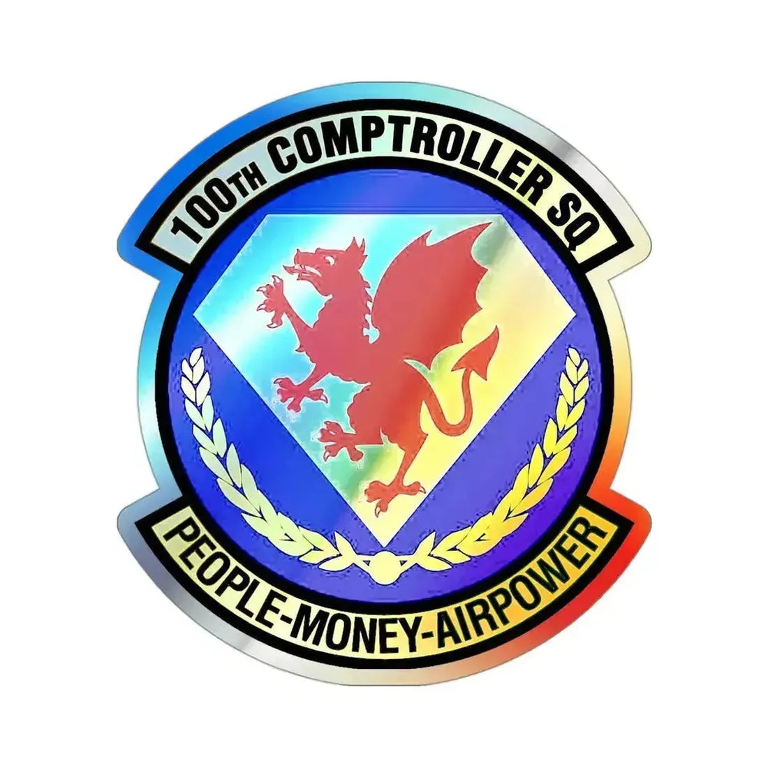 100 Comptroller Squadron USAFE (U.S. Air Force) Holographic STICKER Die-Cut Vinyl Decal 3 Inch Holographic - The Sticker Space