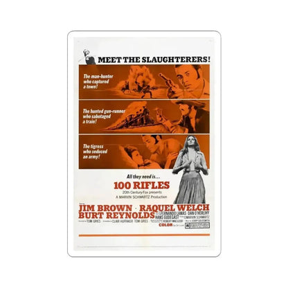 100 Rifles 1969 Movie Poster - STICKER Vinyl Kiss-Cut Decal 4 Inch White - The Sticker Space