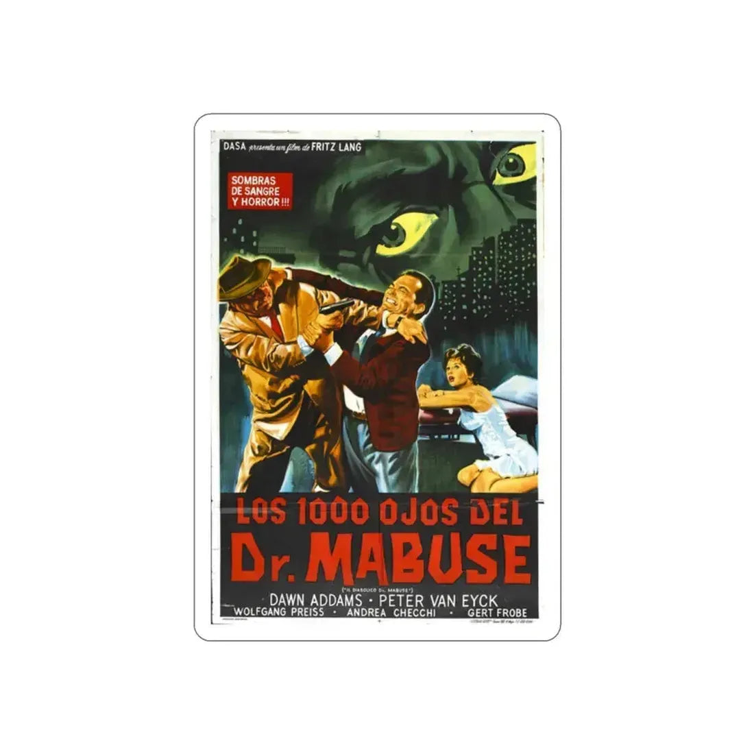 1000 EYES OF DR. MABUSE (2) 1960 Movie Poster STICKER Vinyl Die-Cut Decal 2 Inch - The Sticker Space