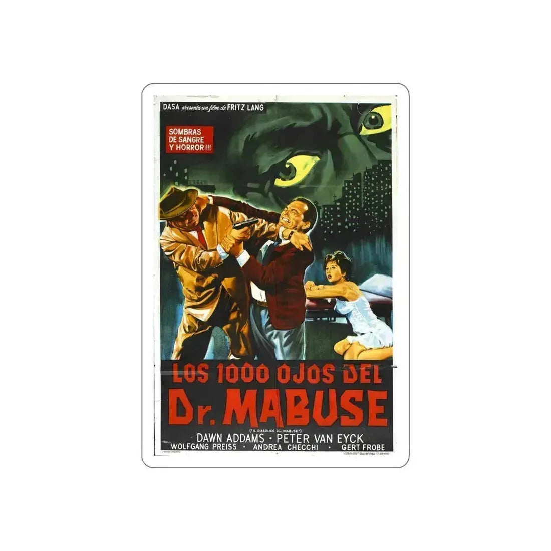 1000 EYES OF DR. MABUSE (2) 1960 Movie Poster STICKER Vinyl Die-Cut Decal - The Sticker Space