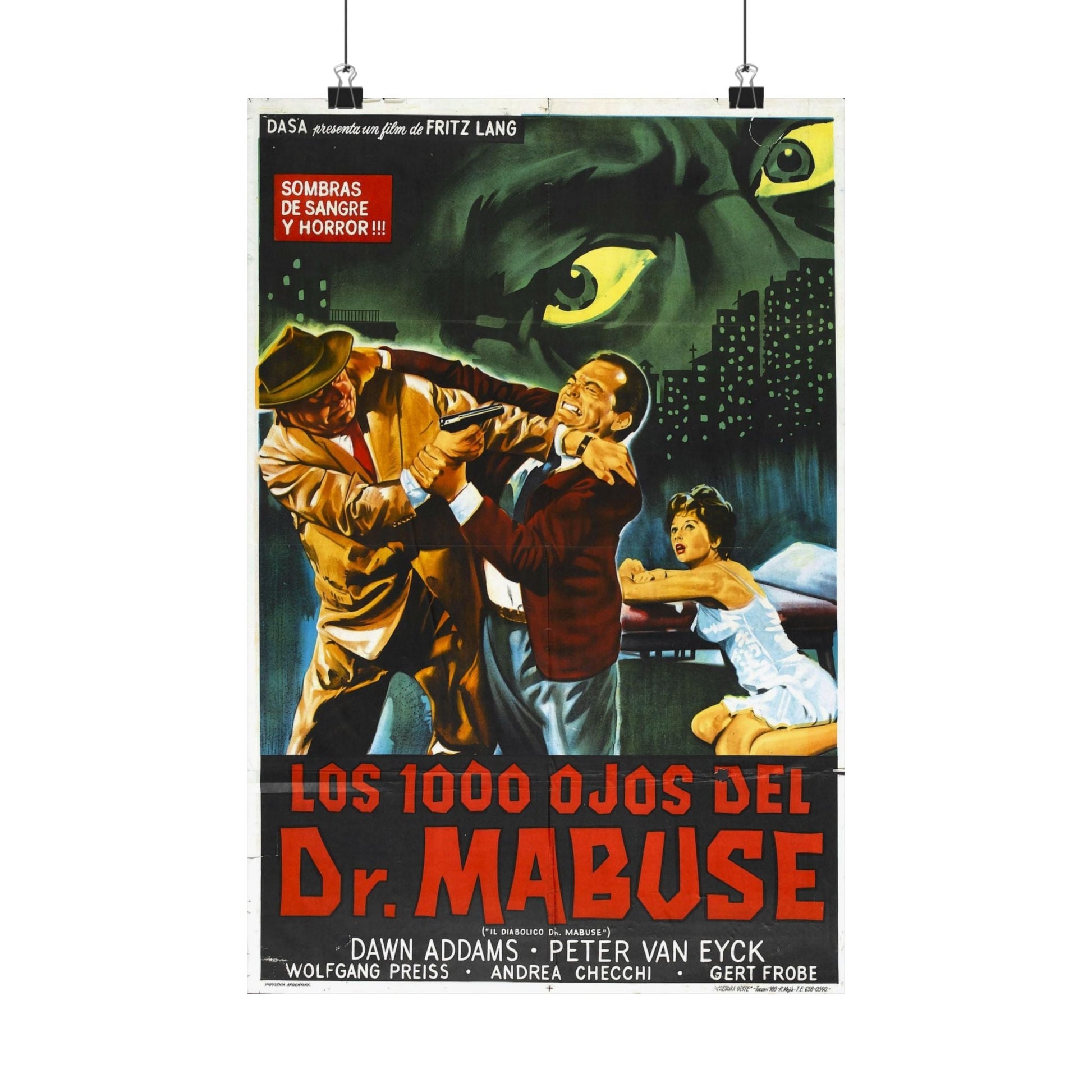 1000 EYES OF DR.MABUSE (2) 1960 - Paper Movie Poster-12″ x 18″-The Sticker Space