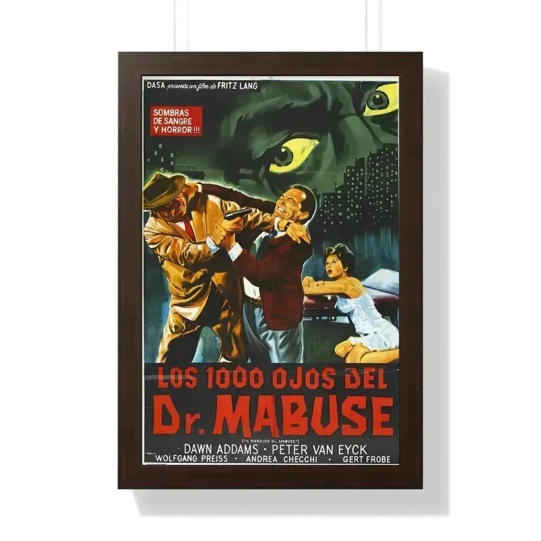 1000 EYES OF DR.MABUSE (2) 1960 - Framed Movie Poster 16″ x 24″ Walnut - The Sticker Space