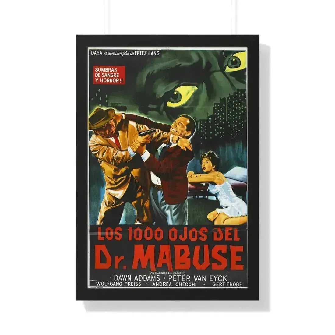 1000 EYES OF DR.MABUSE (2) 1960 - Framed Movie Poster 20" x 30" Black - The Sticker Space