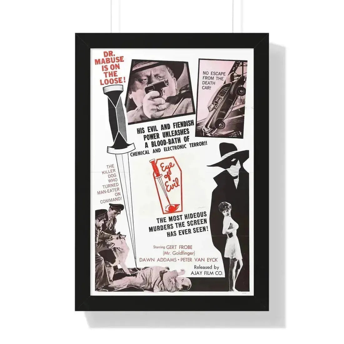 1000 EYES OF DR.MABUSE (4) 1960 - Framed Movie Poster 16″ x 24″ Black - The Sticker Space