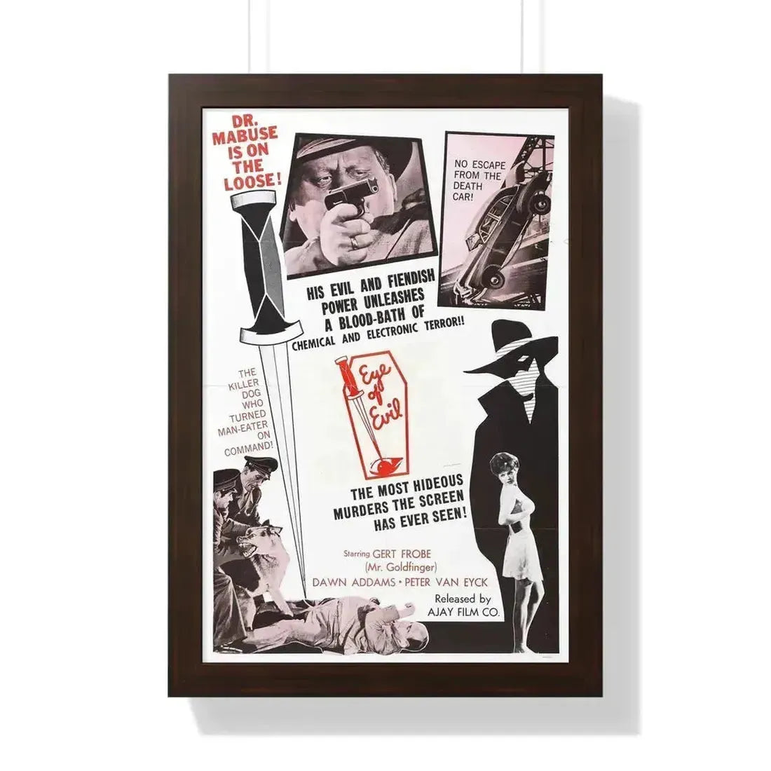 1000 EYES OF DR.MABUSE (4) 1960 - Framed Movie Poster 16″ x 24″ Walnut - The Sticker Space