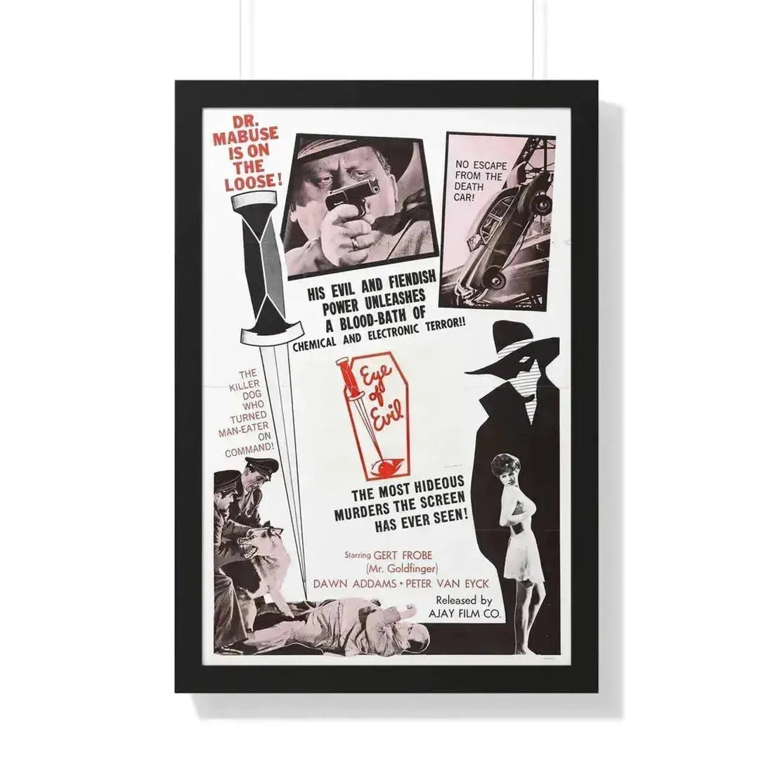 1000 EYES OF DR.MABUSE (4) 1960 - Framed Movie Poster 20" x 30" Black - The Sticker Space