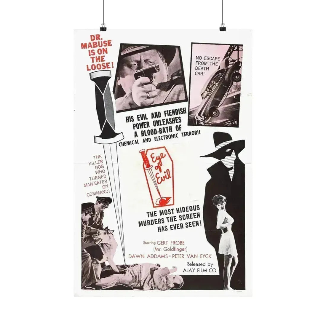 1000 EYES OF DR.MABUSE (4) 1960 - Paper Movie Poster 20″ x 30″ Matte - The Sticker Space