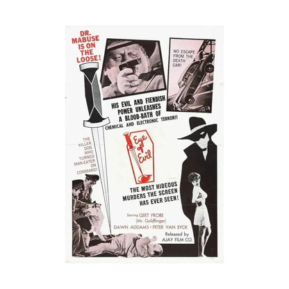 1000 EYES OF DR.MABUSE (4) 1960 - Paper Movie Poster - The Sticker Space