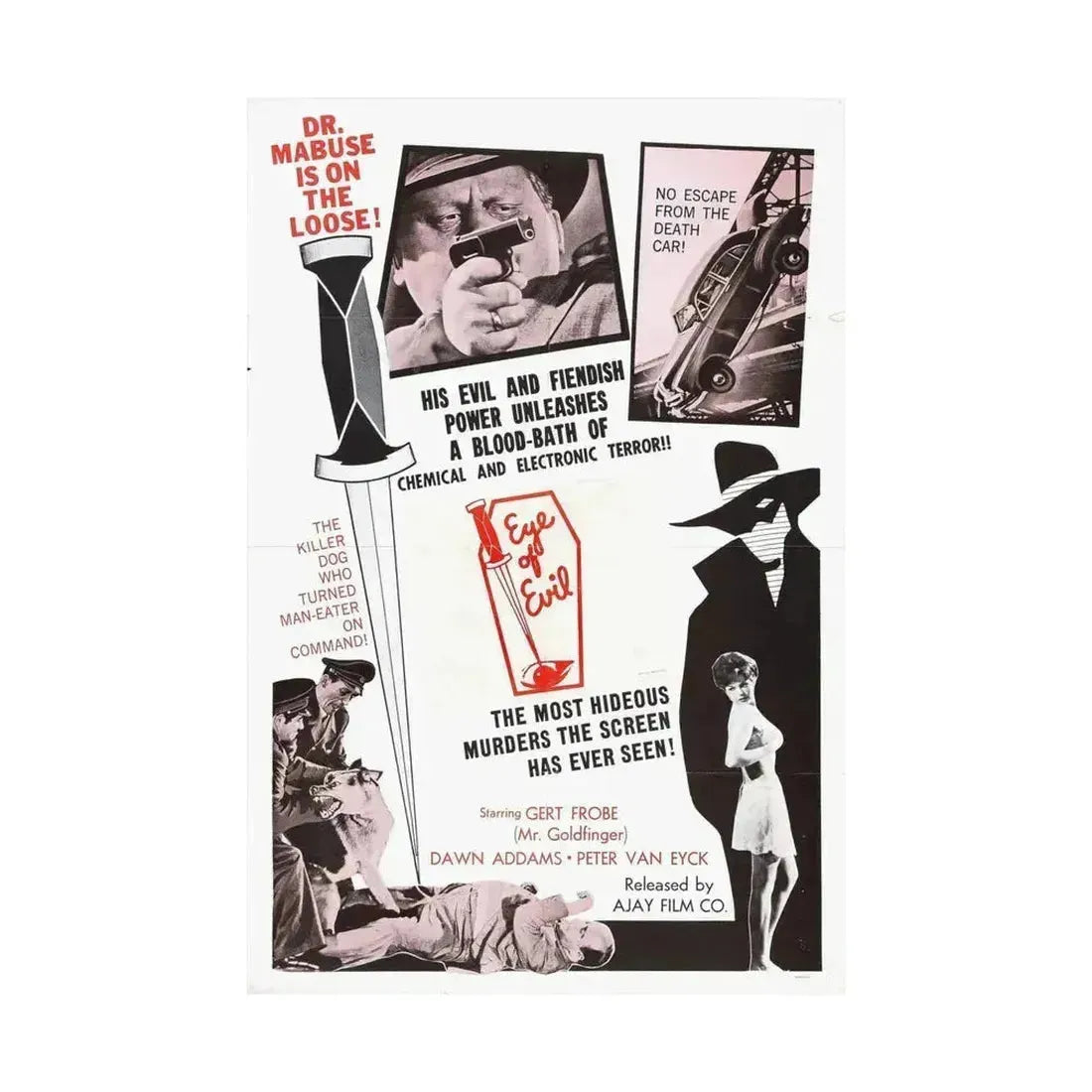 1000 EYES OF DR.MABUSE (4) 1960 - Paper Movie Poster - The Sticker Space