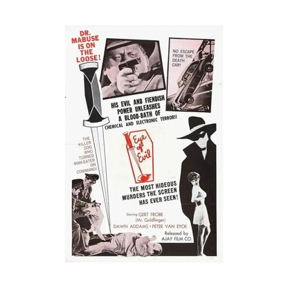 1000 EYES OF DR.MABUSE (4) 1960 - Paper Movie Poster - The Sticker Space