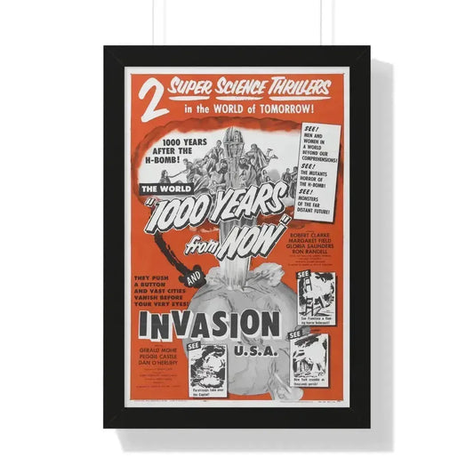 1000 YEARS FROM NOW + INVASION USA 1952 - Framed Movie Poster 16″ x 24″ Black - The Sticker Space
