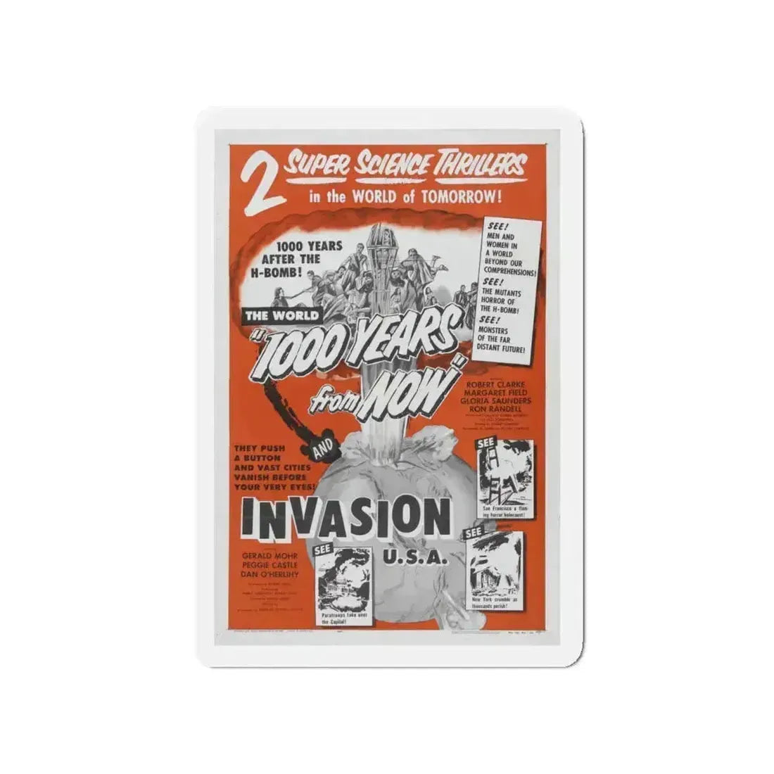 1000 YEARS FROM NOW + INVASION USA 1952 Movie Poster - Refrigerator Magnet 4 Inch - The Sticker Space