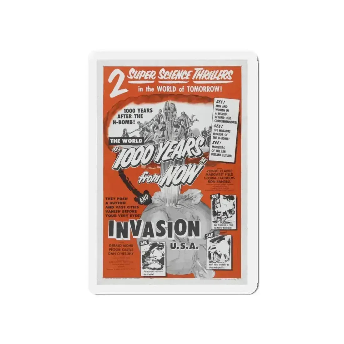 1000 YEARS FROM NOW + INVASION USA 1952 Movie Poster - Refrigerator Magnet 5 Inch - The Sticker Space