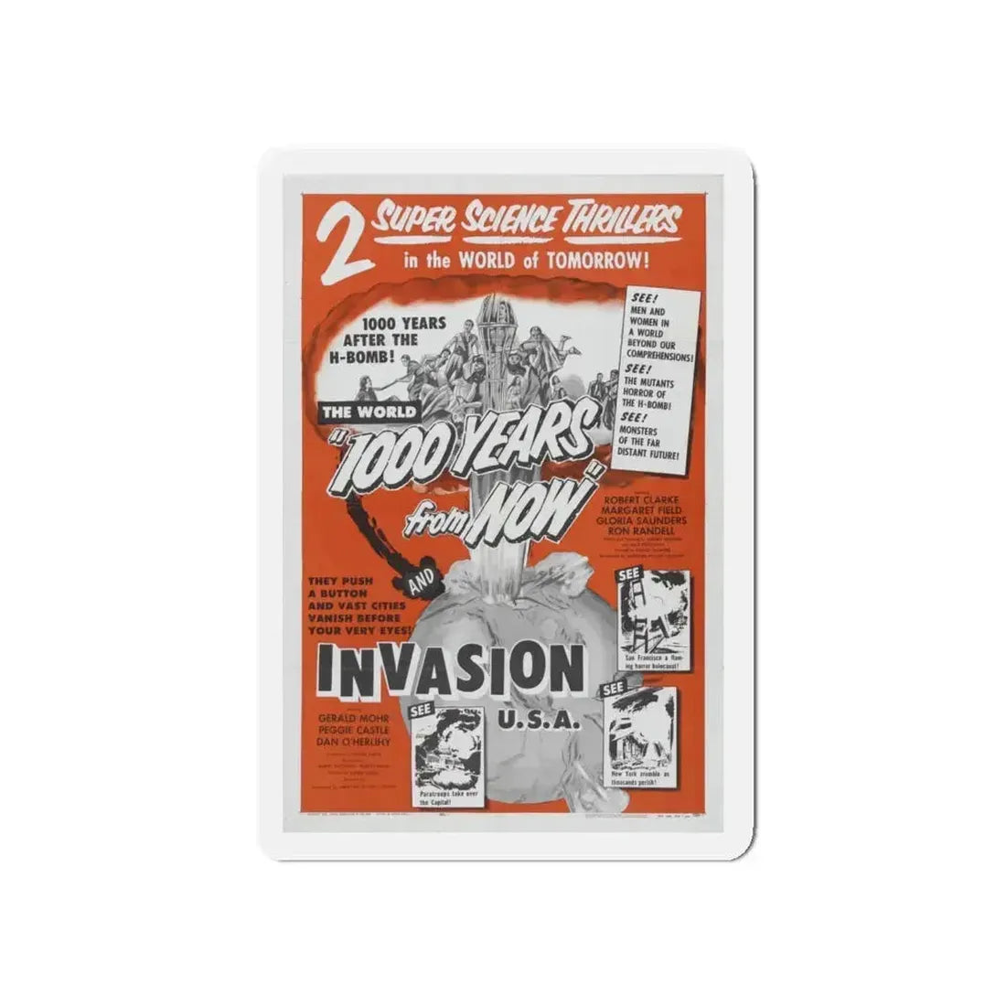 1000 YEARS FROM NOW + INVASION USA 1952 Movie Poster - Refrigerator Magnet - The Sticker Space