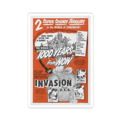 1000 YEARS FROM NOW + INVASION USA 1952 Movie Poster - STICKER Vinyl Kiss-Cut Decal 2 Inch White - The Sticker Space
