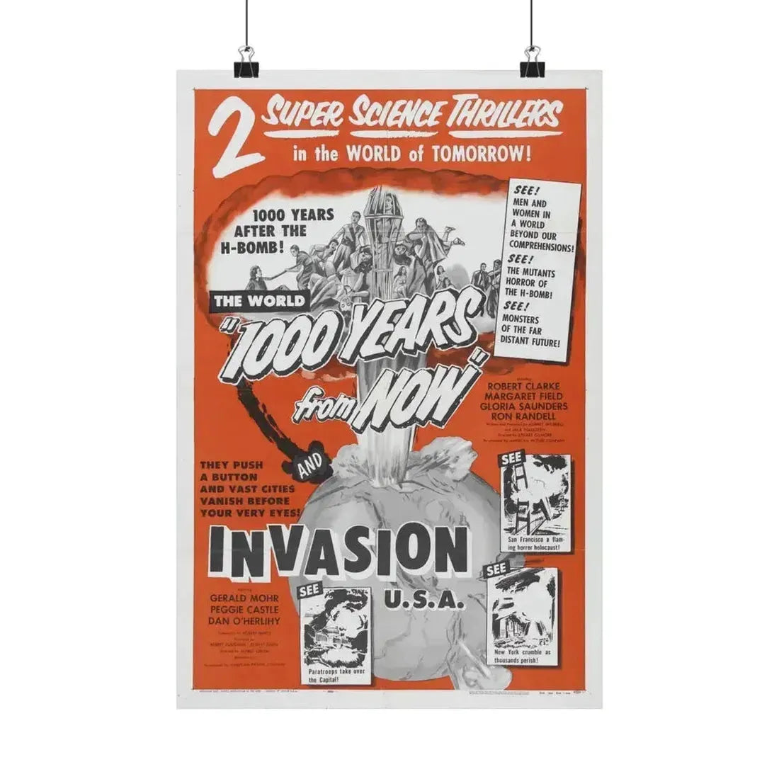 1000 YEARS FROM NOW + INVASION USA 1952 - Paper Movie Poster 12″ x 18″ Matte - The Sticker Space